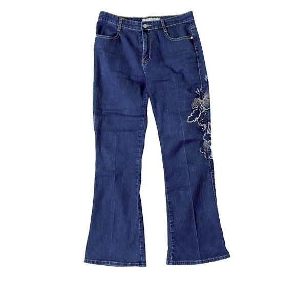 COS Jeans Bootcut Leg Denim Women's Size 10 Blue Dark Wash Mid Rise Embr… - Picture 1 of 12